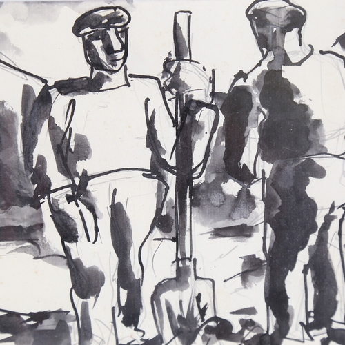 282 - Josef Herman (1911 - 2000), ink and wash, men digging, 6.5