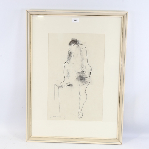 291 - Roland Jarvis, charcoal/pencil on paper, life study, signed, 19.5