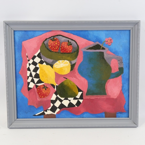 298 - Carol Maddison, contemporary oil on canvas, modernist still life, 14