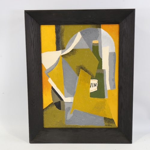 299 - Carol Maddison, contemporary oil on board, abstract still life, 16