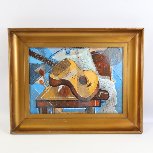 302 - Carol Maddison, contemporary oil on board, abstract still life, 16