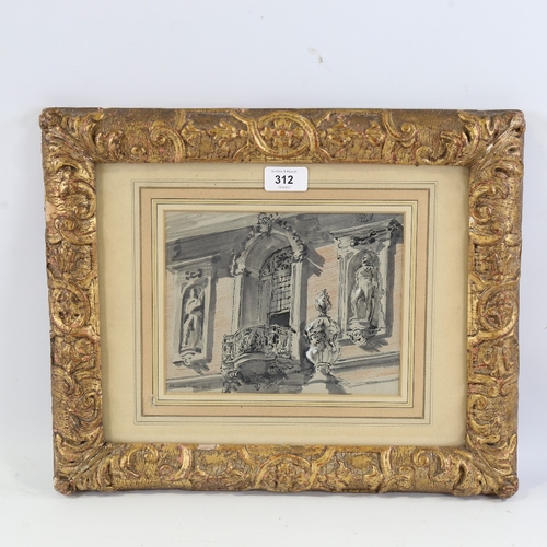 312 - Kenneth Green, ink and wash, Wellington College, signed and date 1943, 6.5