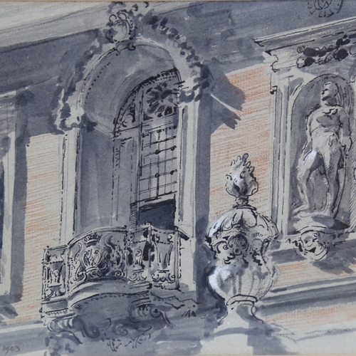 312 - Kenneth Green, ink and wash, Wellington College, signed and date 1943, 6.5