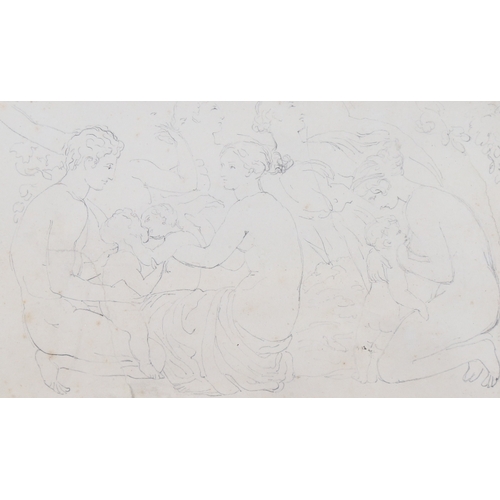 313 - Attributed to John Flaxman (1755 - 1826), pencil drawing, Classical figures, unsigned, 4.5