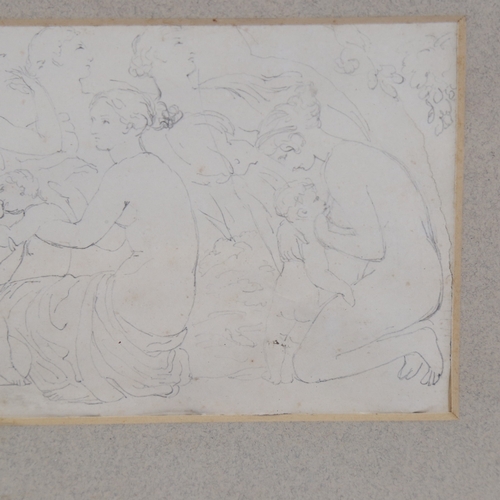 313 - Attributed to John Flaxman (1755 - 1826), pencil drawing, Classical figures, unsigned, 4.5