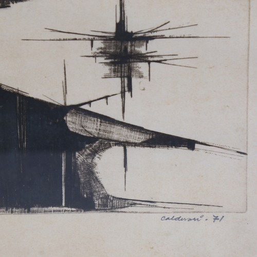 314 - French School etching, abstract study, indistinctly  signed in pencil dated '71, artist's proof, ima... 