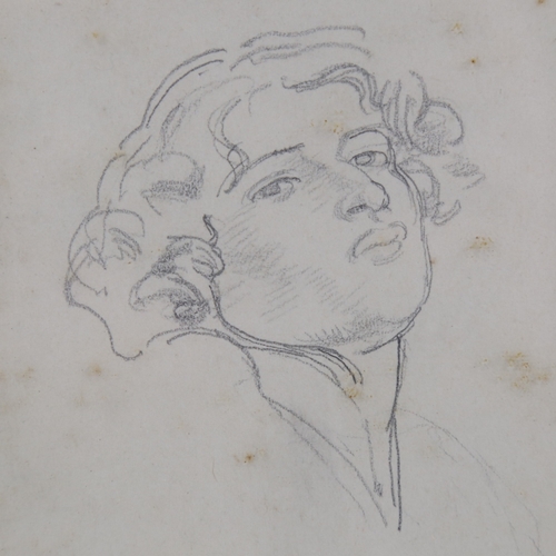 316 - Attributed to Matthew Smith, small pencil sketch, head portrait, unsigned, sheet size 4.75