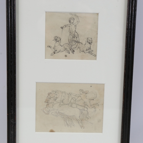 317 - Attributed to John Flaxman (1755 - 1826), 2 Classical pencil sketches, unsigned, largest 3.5