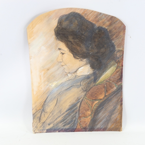 320 - Late 19th/early 20th century watercolour, portrait of a woman, unsigned, 20