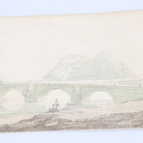 323 - Joseph Farrington (born 1747), watercolour, stone bridge, signed and dated 1780, 3.75