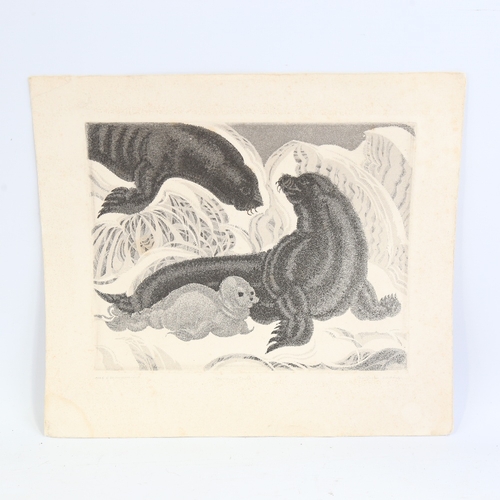 325 - Cecil Marie Leslie, etching, seal and pup, signed in pencil, image 8