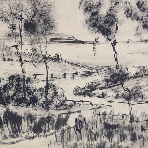 327 - Stanley Grimm (1891 - 1966), pen and ink drawing, landscape, signed and dated, 10