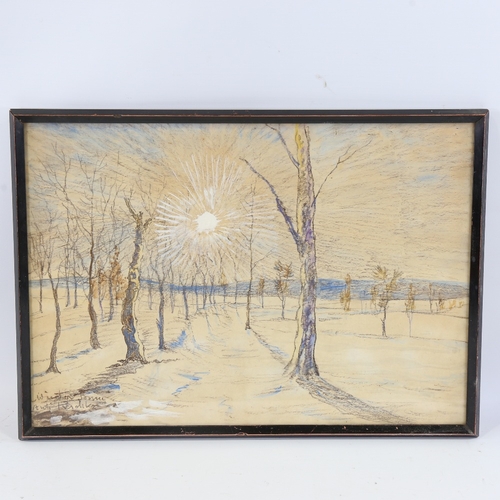 330 - Anton Peschka (1885 - 1940), coloured pastels, winter sun, signed, 13.5