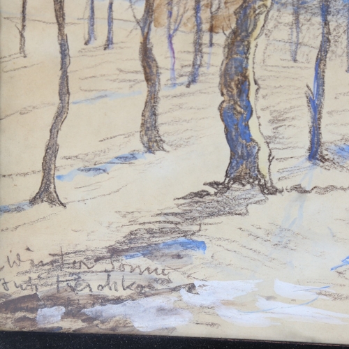 330 - Anton Peschka (1885 - 1940), coloured pastels, winter sun, signed, 13.5