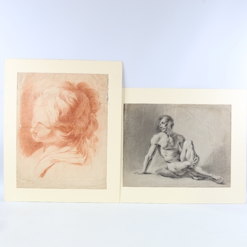 331 - 19th century charcoal drawing, Classical nude, unsigned, 16