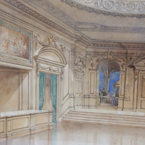 333 - Early 20th century watercolour, architectural interior study, unsigned, 17