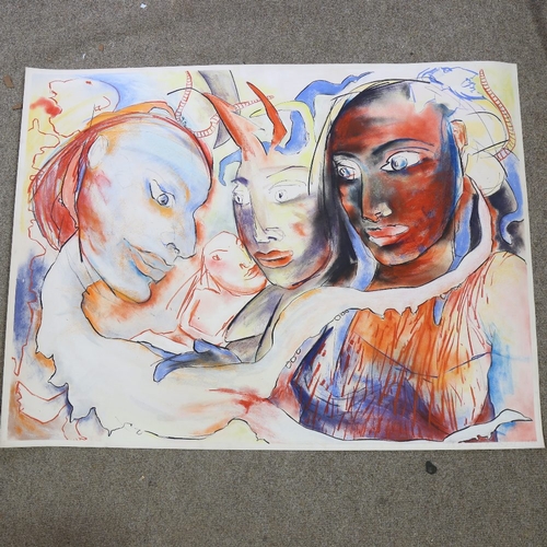 337 - Amanda Faulkner, pastel, abstract figures, signed in pencil, 1984, image 29