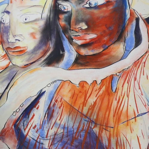 337 - Amanda Faulkner, pastel, abstract figures, signed in pencil, 1984, image 29