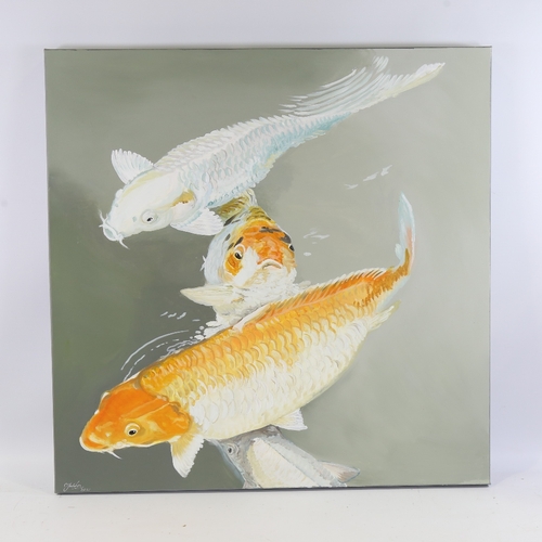 345 - Clive Fredriksson, oil on canvas, carp, 30