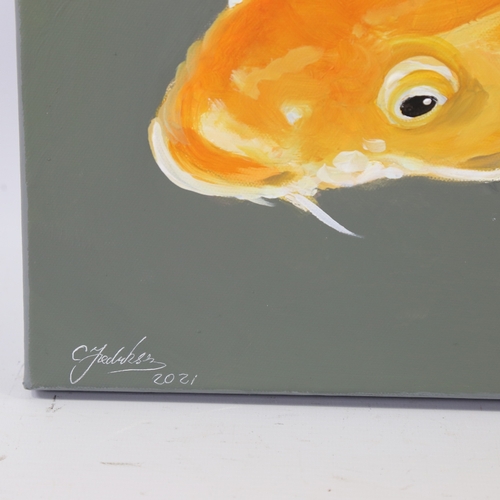 345 - Clive Fredriksson, oil on canvas, carp, 30