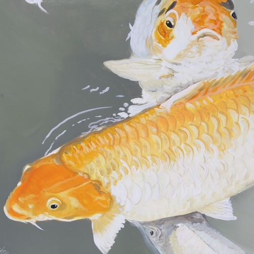 345 - Clive Fredriksson, oil on canvas, carp, 30