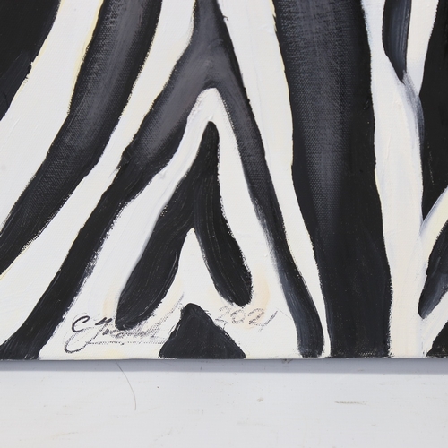 346 - Clive Fredriksson, oil on canvas, zebras, 31.5