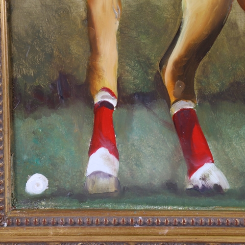 348 - Clive Fredriksson, oil on board, polo players, framed, overall frame dimensions 40