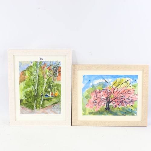 350 - Maureen Connett, 2 watercolours, tree studies, 11