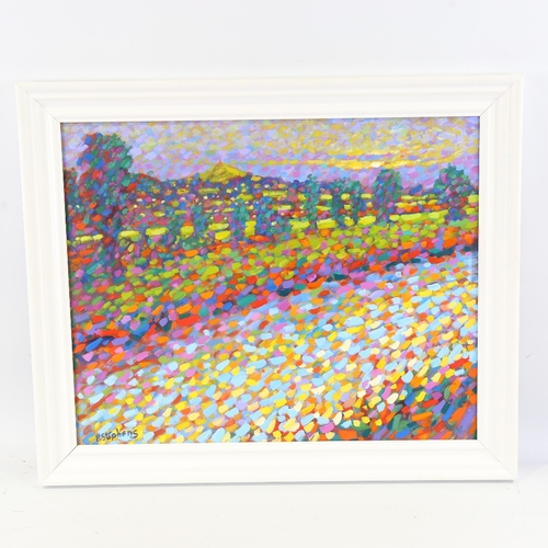 352 - Paul Stephens, oil on panel, sunrise over Glastonbury, signed and inscribed verso, 16