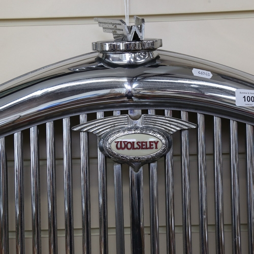 100 - A Vintage chrome Wolseley 6/80 Classic Car radiator grille, width 52cm, height 77cm