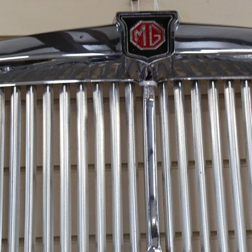 102 - A Vintage chrome MG 1100 Classic Car radiator grille, width 68cm, height 38cm