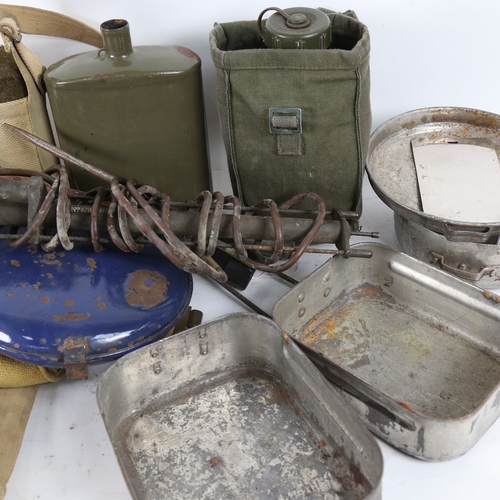 115 - Various militaria items, including water flasks, a British aerial for Eureka MKII aircraft, marked 1... 