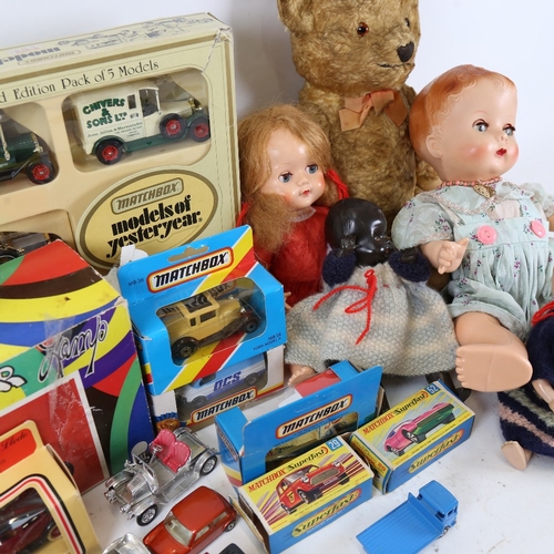 128 - Various toy cars and dolls, including Matchbox Superfast, Models of Yesteryear etc