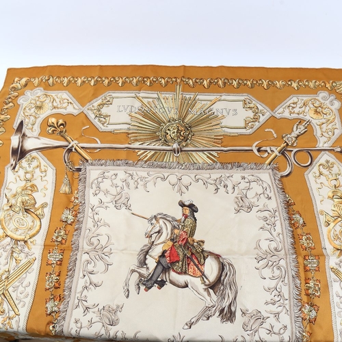 130 - HERMES - a Vintage French silk scarf, Ludovicus Magnus, 86cm x 86cm