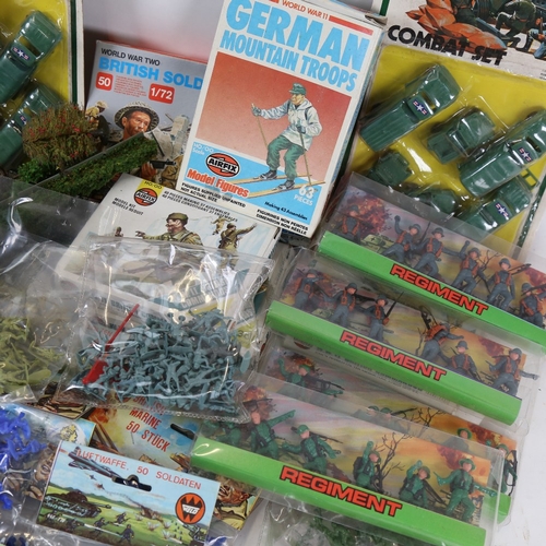 140 - A large quantity of various military toys, including Airfix, soldiers etc (boxful)