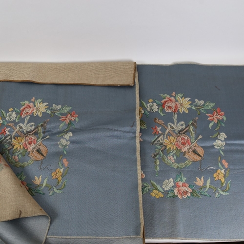 143 - 5 hand embroidered fabric seat panels, by Arthur H Lee & Sons Ltd, 68cm x 54cm