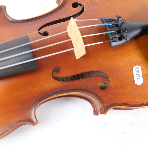 150 - A brand new modern German Sandner full size violin and bow, in original case, RRP £400