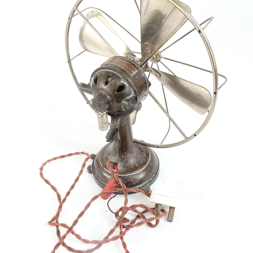 26 - An early 20th century Austrian Monso cast-iron electric table ventilator van, with aluminium blade c... 