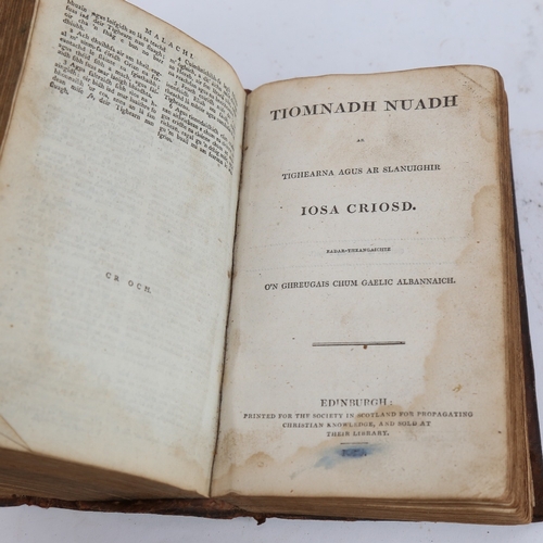 33 - An early 19th century Scottish Gaelic Bible, 1807, leather-bound with handwritten notes, printed by ... 