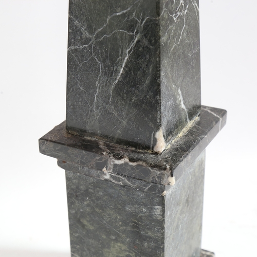 57 - A large green veined marble obelisk statue, height 47cm