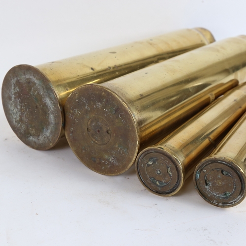 67 - A group of 4 Second World War brass cannon shells, height 42cm and 31cm (4)