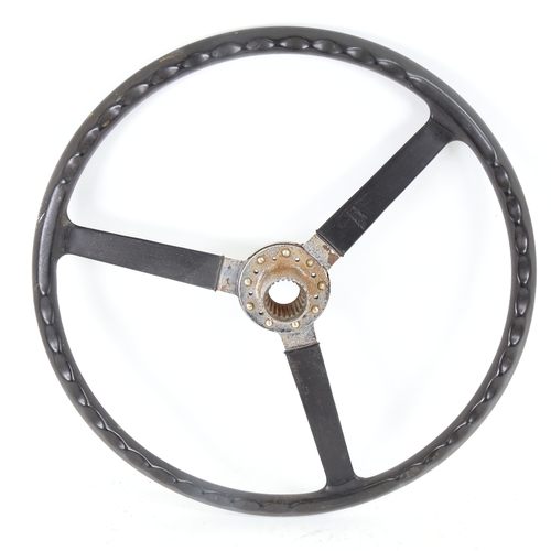 86 - An mid-20th century Bluemel 3-spoke Vintage motorcar steering wheel, possibly for a Jaguar C-Type, d... 