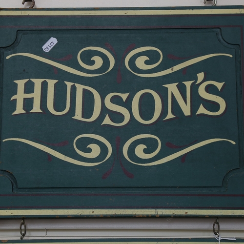 96 - A Vintage painted wood Hudson's Pantry Shop advertising sign, each panel 32cm x 43cm