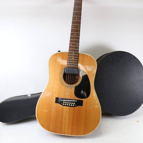 152 - A Fender F-55-12 12-string electro acoustic guitar, serial no. 8273730, in hard shell carrying case