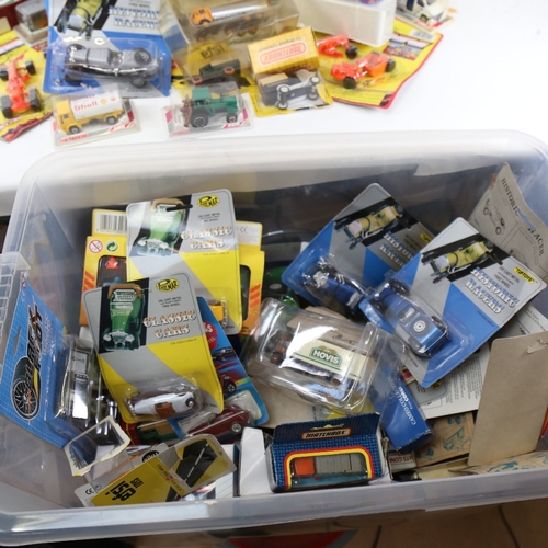 153 - A large quantity of various Vintage plastic toy cars and vehicles, including Tuf Toys, Matchbox, Pla... 