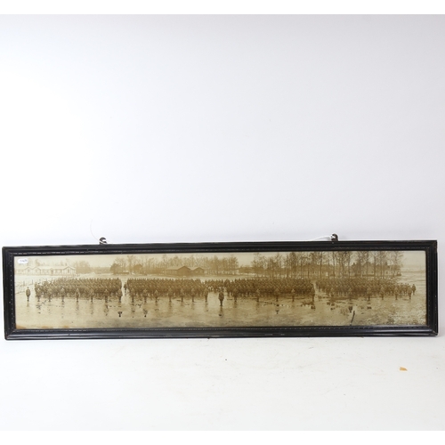 156 - A First World War Period panoramic Regimental photograph, by H R Gwyer Gibbs in Pirbright, framed, o... 