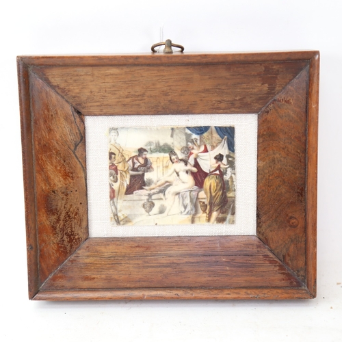 160 - A 19th century miniature watercolour on ivory, indistinctly signed, 7cm x 9cm, framed