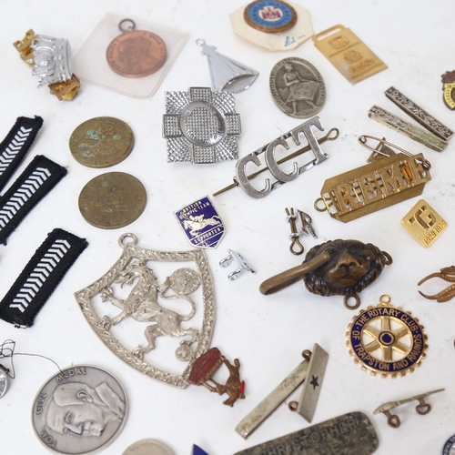 192 - Various military badges, brooches etc, including British Olympic Team supporter