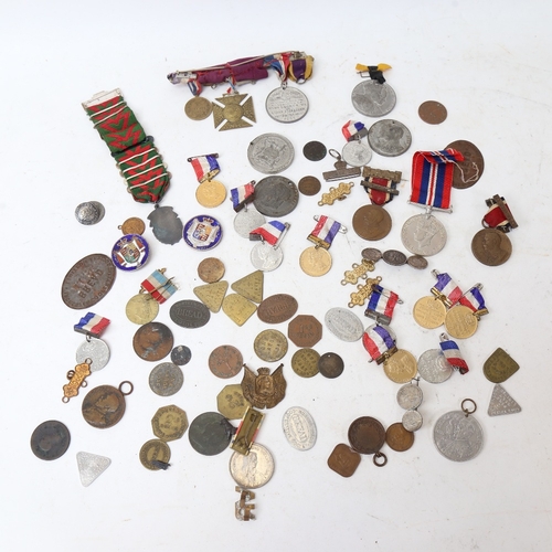 197 - Various commemorative medals and badges, Second War medals etc