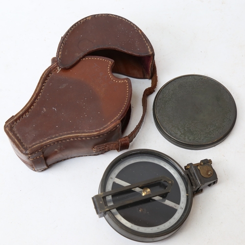 225 - A Stanley of London prismatic surveying compass, with folding sights and 2 colour filters, in origin... 